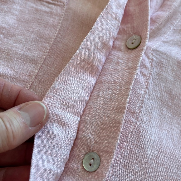 Saks 100% Linen Top Long Sleeveless Womens XL Pink Lightweight Coastal Beachy - Picture 9 of 16